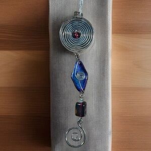 Handmade BOHO TREE ORNAMENT Gemstone Glass Beaded Wire Wrapped Christmas Tassel